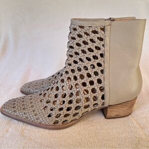 FREE PEOPLE SALT+UMBER WOVEN LEATHER SQUARE TOE TAUPE BOOTIES SIZE 10